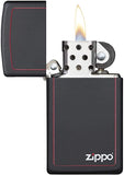 Zippo Slim Black Matte with Logo and Border 1618ZB
