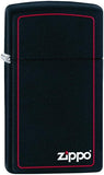 Zippo Slim Black Matte with Logo and Border 1618ZB