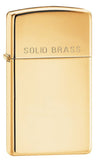 Zippo Slim High Polish Brass with Solid Brass Engraved 1654