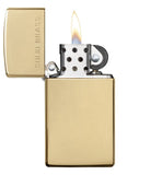 Zippo Slim High Polish Brass with Solid Brass Engraved 1654
