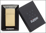 Zippo Slim High Polish Brass with Solid Brass Engraved 1654