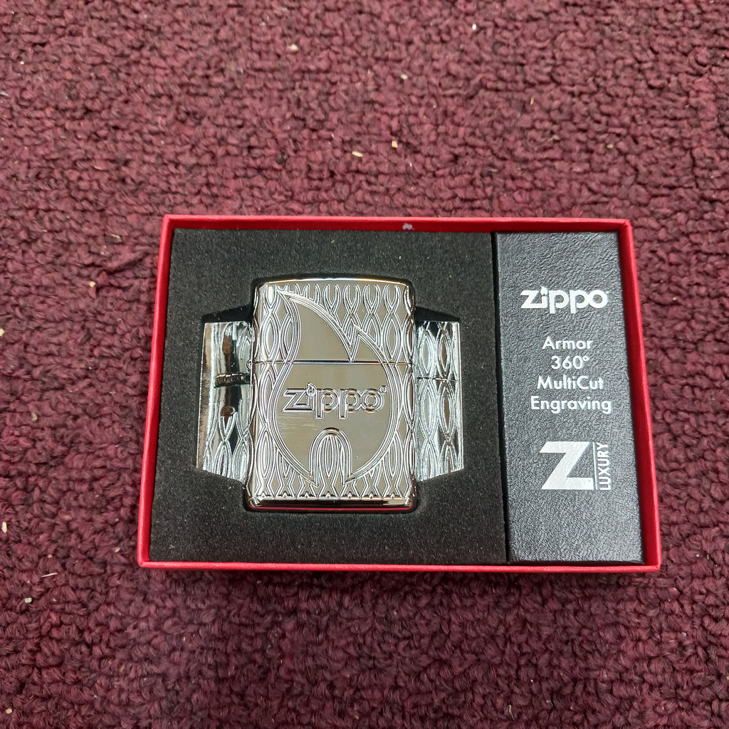 Zippo Flame Design Armor Multicut Engraved High Polish Chrome