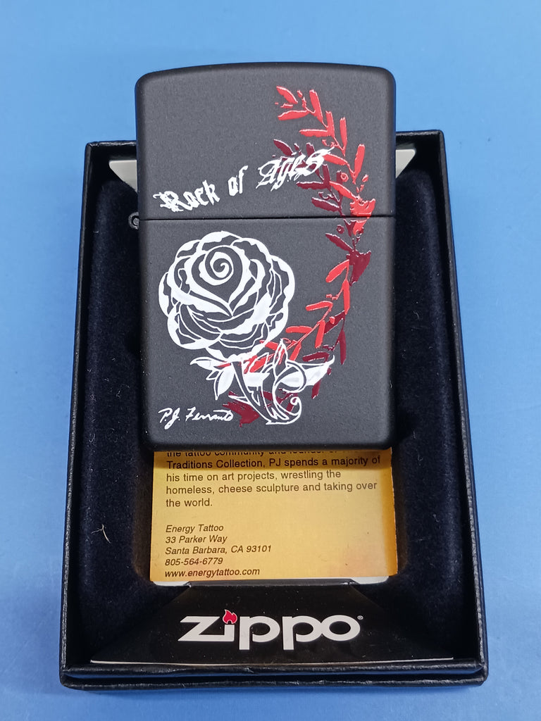 Zippo Tattoo Art Rose Black Matte 24556