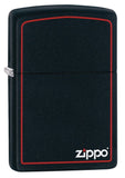 Zippo Black Matte with Logo and Border 218ZB