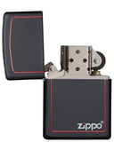 Zippo Black Matte with Logo and Border 218ZB
