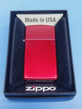 Zippo Candy Apple Red Slim 24319(a scratch on left corner)