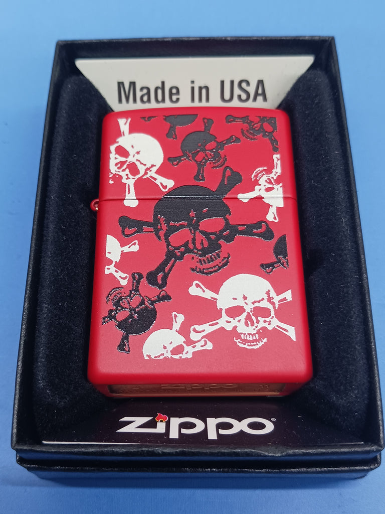 Zippo Skull & Crossbones Red Matte 24471 – Real Guts Outdoor