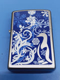 Zippo Penguin Floral Satin Chrome 24762