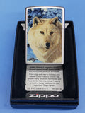 Zippo Linda Picken White Wolf Satin Chrome 24784