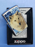 Zippo Linda Picken White Wolf Satin Chrome 24784