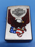 Zippo Harley Davidson Eagle and Flag Brushed Chrome 24955