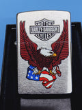 Zippo Harley Davidson Eagle and Flag Brushed Chrome 24955