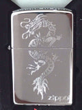Zippo Engraved Dragon Design High Polished Chrome 250-38898