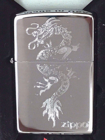 Zippo Engraved Dragon Design High Polished Chrome 250-38898