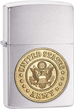 Zippo US Army Emblem Brushed Chrome 280ARM