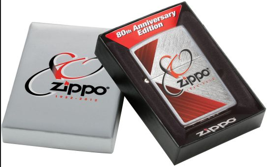 Zippo 80th Anniversary Herringbone Sweep Brushed Chrome 28192