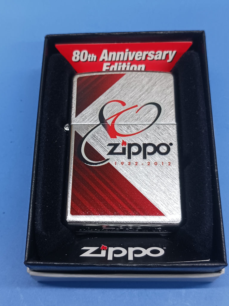 Zippo 80th Anniversary Herringbone Sweep Brushed Chrome 28192