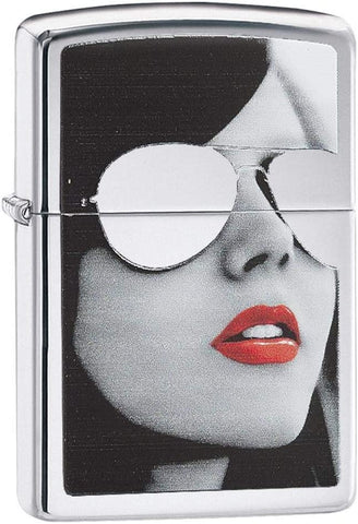 Zippo Sexy Girl in Sunglasses High Polish Chrome 28274