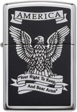 Zippo America Eagle Right to Bear Arms High Polish Chrome 28290