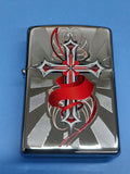 Zippo Cross with Red Accents High Polish Chrome 28526