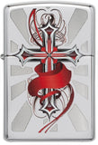 Zippo Cross with Red Accents High Polish Chrome 28526