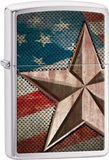 Zippo Retro Star and Flag Brushed Chrome 28653