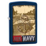 Zippo US Navy Logo Windproof Lighter, Blue Matte 28747
