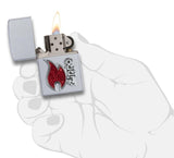 Zippo Red Flame Emblem Satin Chrome 28847