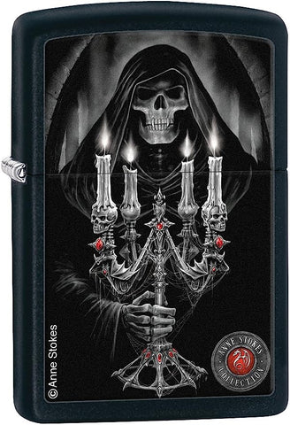 Zippo Anne Stokes Hooded Skull Black Matte 28857