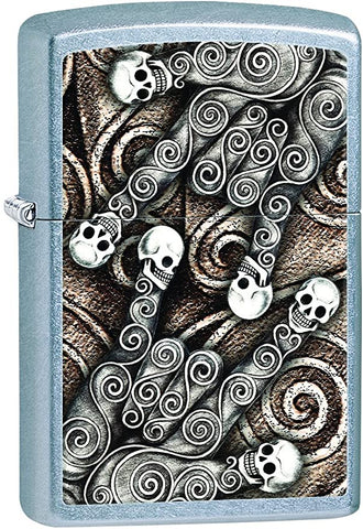 Zippo Skull Hands Rock On Street Chrome 28869