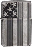 Zippo Armor American Flag Pocket Lighter, Antique Silver Plate 28974