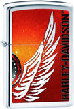 Zippo Harley Davidson Pocket Lighter, Red Wings/Chrome 28977