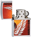 Zippo Harley Davidson Pocket Lighter, Red Wings/Chrome 28977