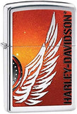 Zippo Harley Davidson Pocket Lighter, Red Wings/Chrome 28977