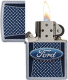 Zippo Ford Logo on Diamond Plate Pattern Street Chrome 29065
