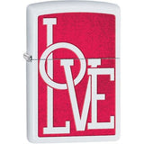 Zippo Typographic Love White Matte 29085