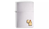 Zippo Gold Emblem Brushed Chrome 29102