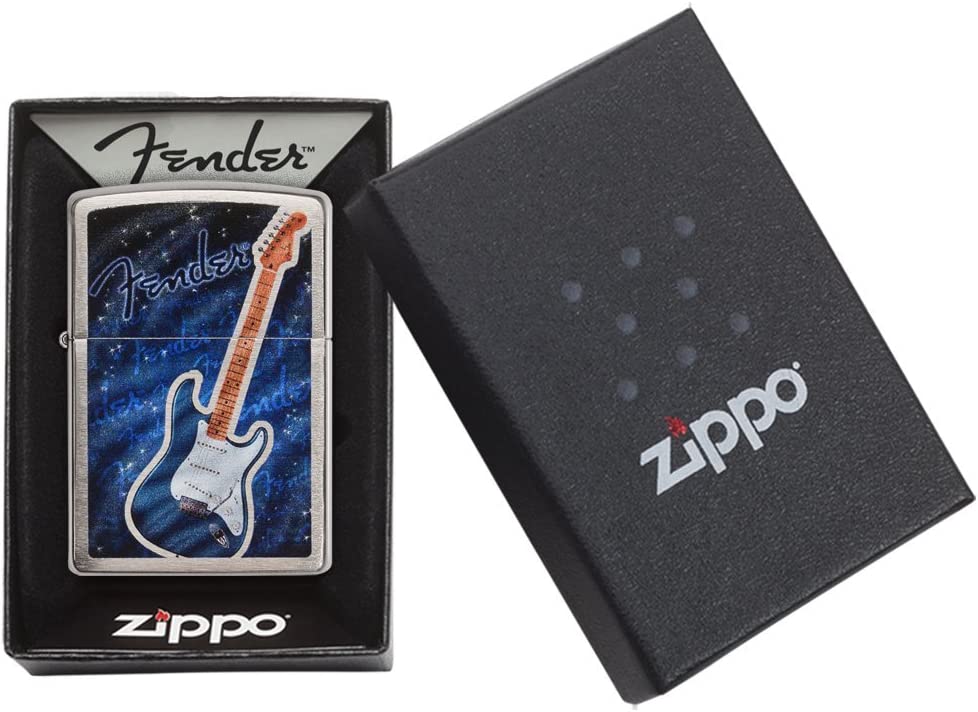 Zippo Fender Guitar Brushed Chrome 29128 - Free Shipping - Real