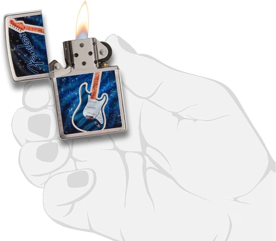 Zippo Fender Guitar Brushed Chrome 29128 - Free Shipping - Real