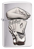 Zippo Full House Emblem Brushed Chrome 29396