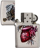 Zippo Goth Broken Heart Brushed Chrome 29406