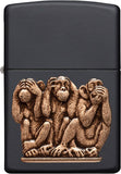 Zippo Three Monkeys Emblem Black Matte 29409