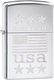 Zippo Made in USA with Flag High Polish Chrome 29430