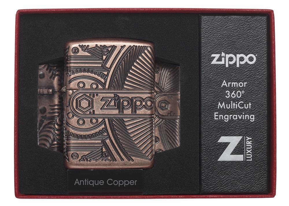 Zippo Gears Armor Antigue Copper Multicut 29523 - Free Shipping
