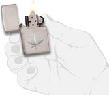 Zippo Brushed Chrome Marijuana Leaf Pocket Lighter 29587