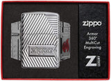 Zippo Armor High Polish Chrome Bolts Design Deep Carved 29672
