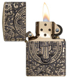 Zippo Armor Antique Brass St. Benedict Design 29719