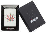 Zippo Floral Weed Leaf Design White Matte 29730
