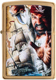 Zippo Mazzi Pirate Ship Brushed Brass 29781