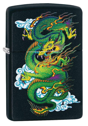 Zippo Black Matte Green Dragon 29839